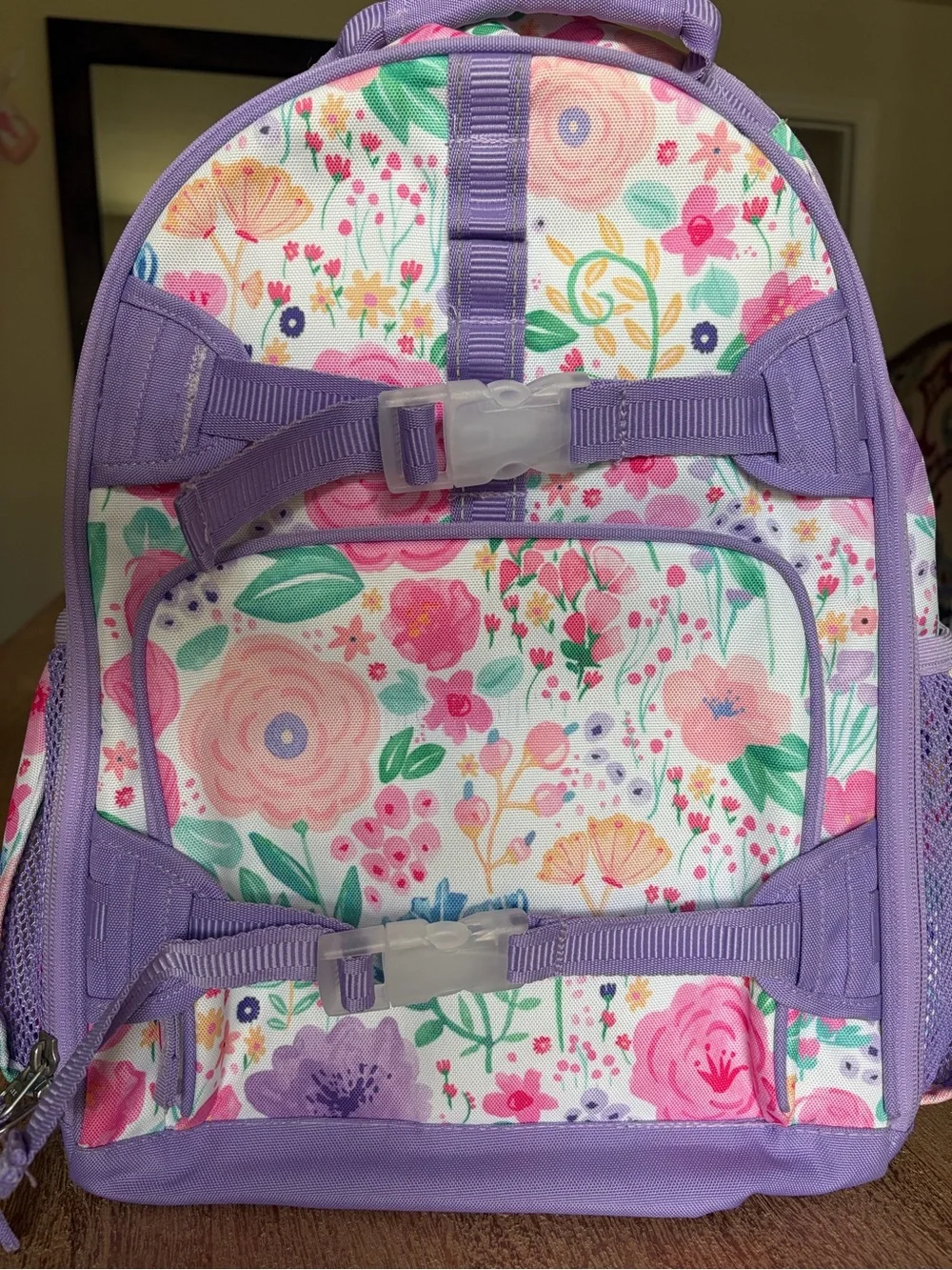 NWOT Pottery Barn Kids Lavender Floral Blooms Mackenzie Backpack Size Large